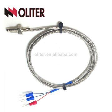 high accuracy pt100 fixing thread flexible insulated cables 3 wires manufacturer platinum resistance